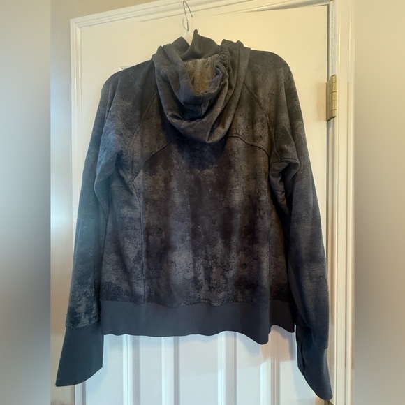 Danskin-Women’s Double-Collar-Full-Zip-Hooded gray Jacket Marble Print Large - Picture 10 of 11